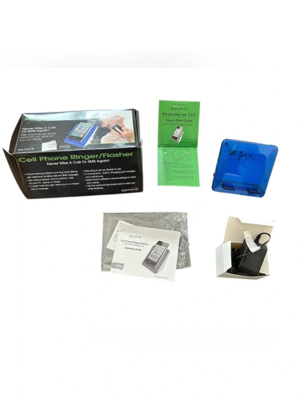 SERENE Universal Cell Phone Ringer Flasher Blue Smartphone Charging Dock
